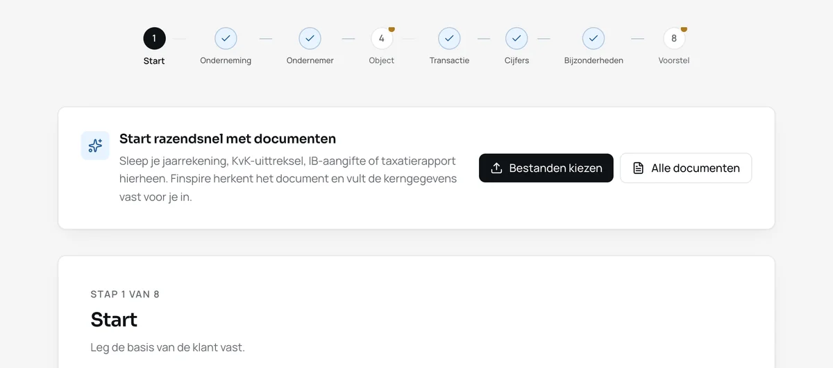 Animatie van het uploaden en herkennen van een jaarrekening en taxatierapport